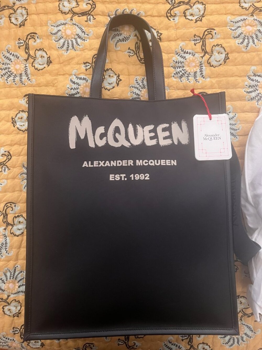 Alexander McQueen Logo Jacquard Canvas and Leather Tote Bag